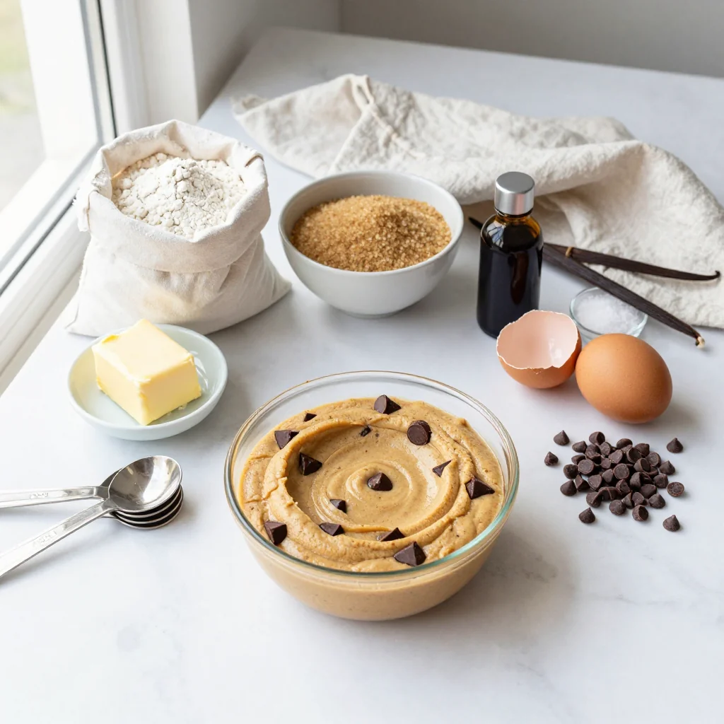 All ingredients for Chocolate Chip Cookie Dough Dip