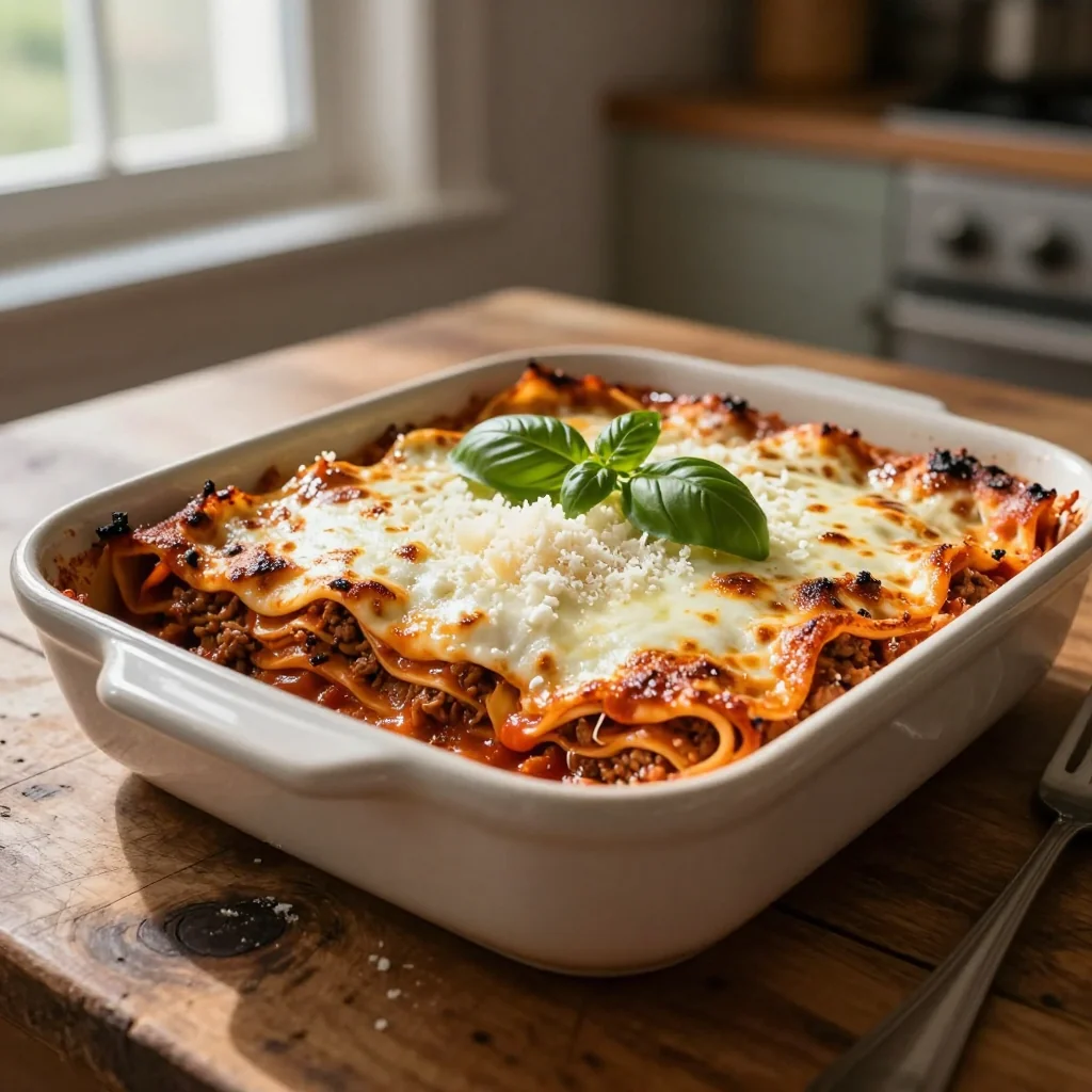 Lasagna with Meat Sauce and Cottage Cheese