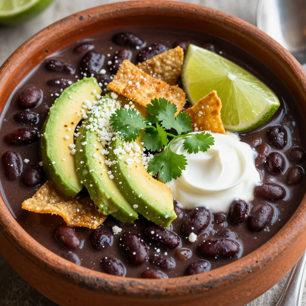Slow Cooker New Year's Black Bean Tortilla Soup