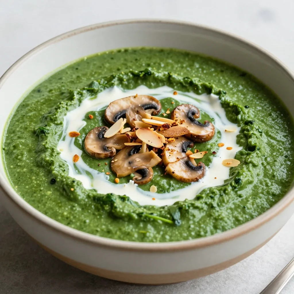 Clean Eating Cream of Spinach and Mushroom Soup