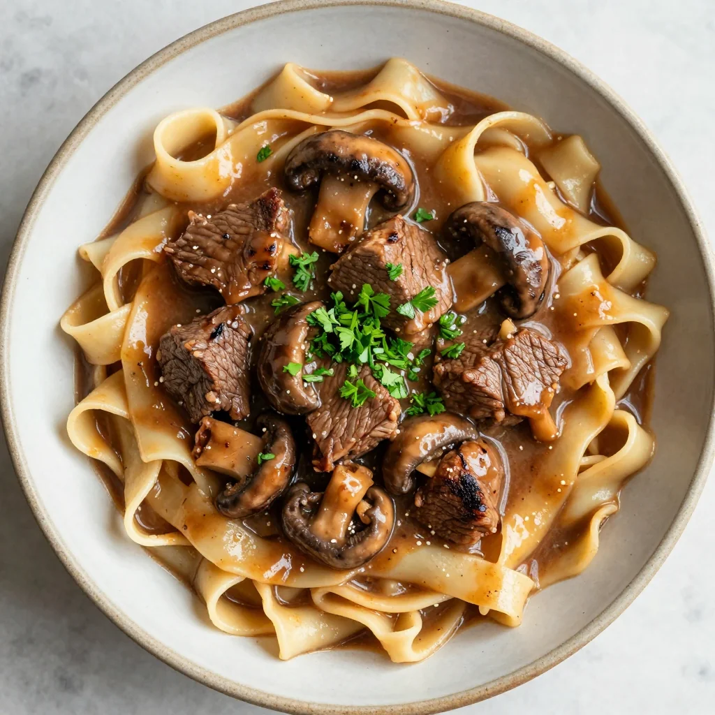 Easy One Pot Beef and Noodles with Mushrooms