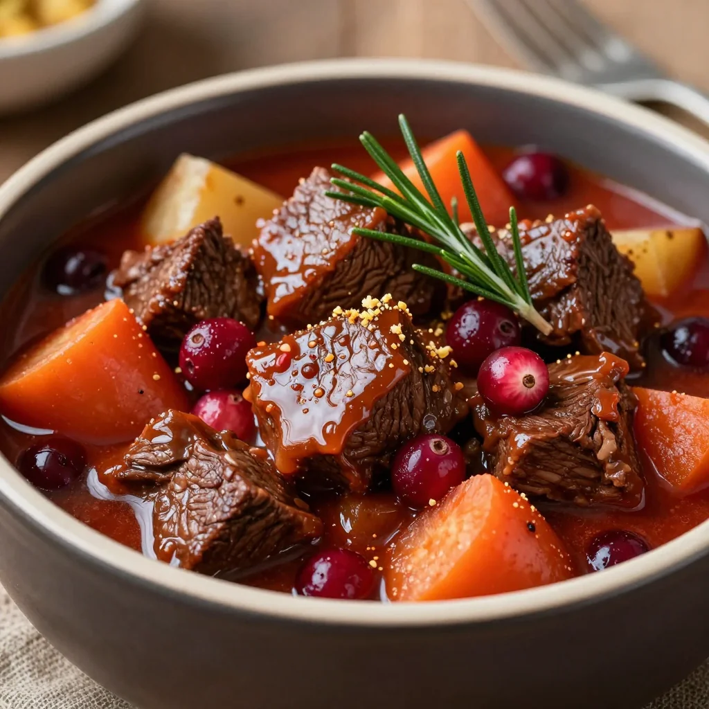 New Year's Day Slow Cooker Cranberry And Beef Stew