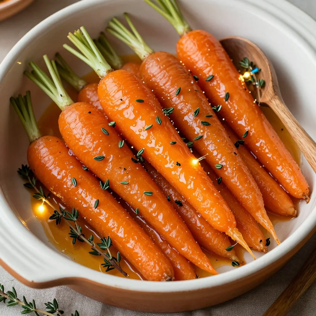 orange glazed carrots with fresh thyme for christmas dinners