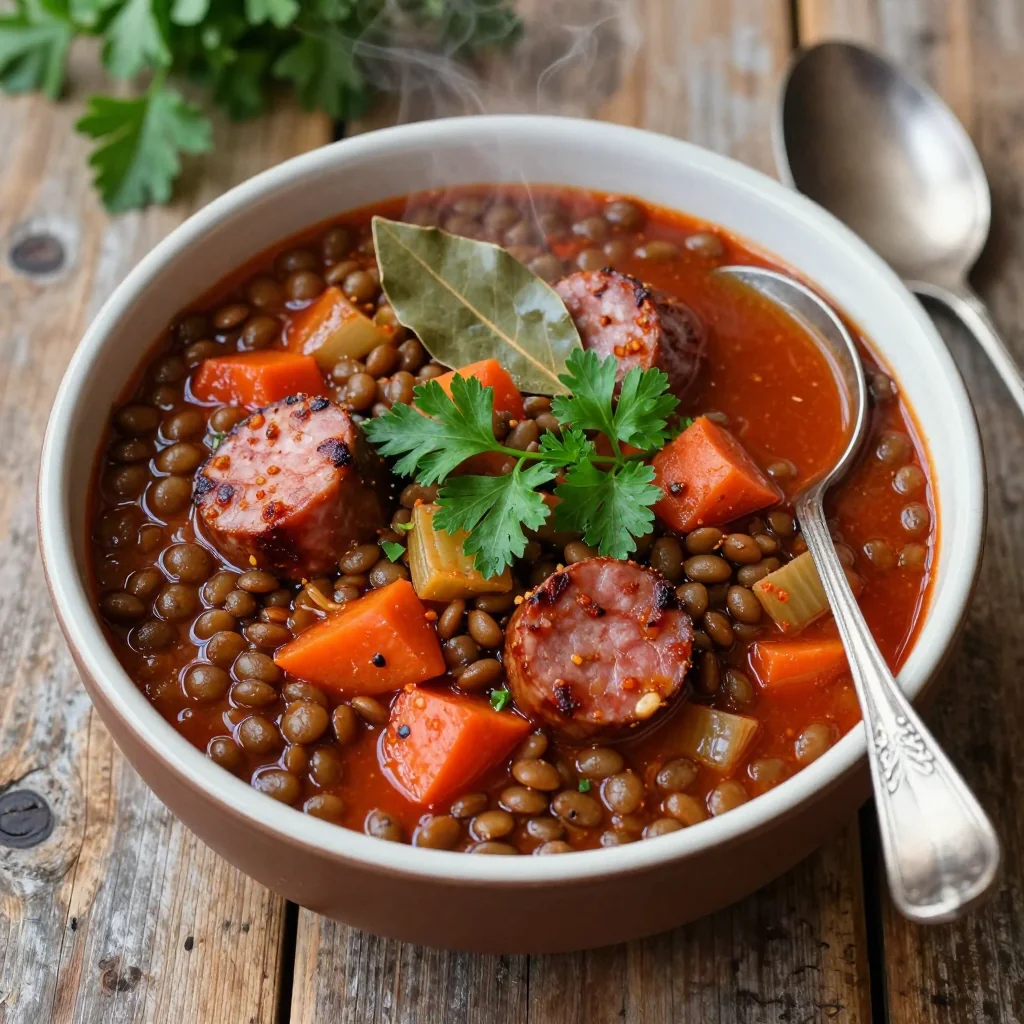Pantry Clean-Out Lentil and Sausage Stew Recipe