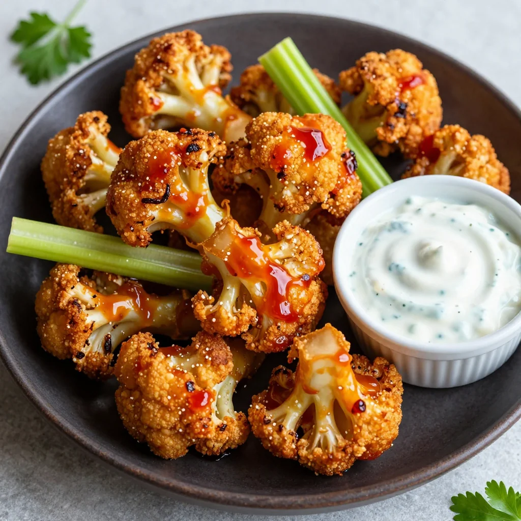Crispy Air Fryer Cauliflower Bites With A Buffalo Sauce