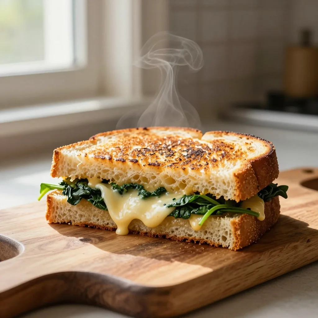 Spinach Artichoke Grilled Cheese on Sourdough