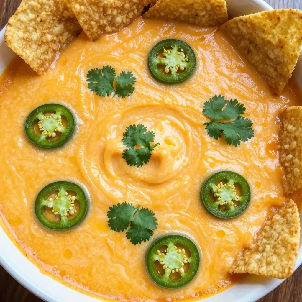 Game Day Queso Dip with Jalapenos and Cilantro