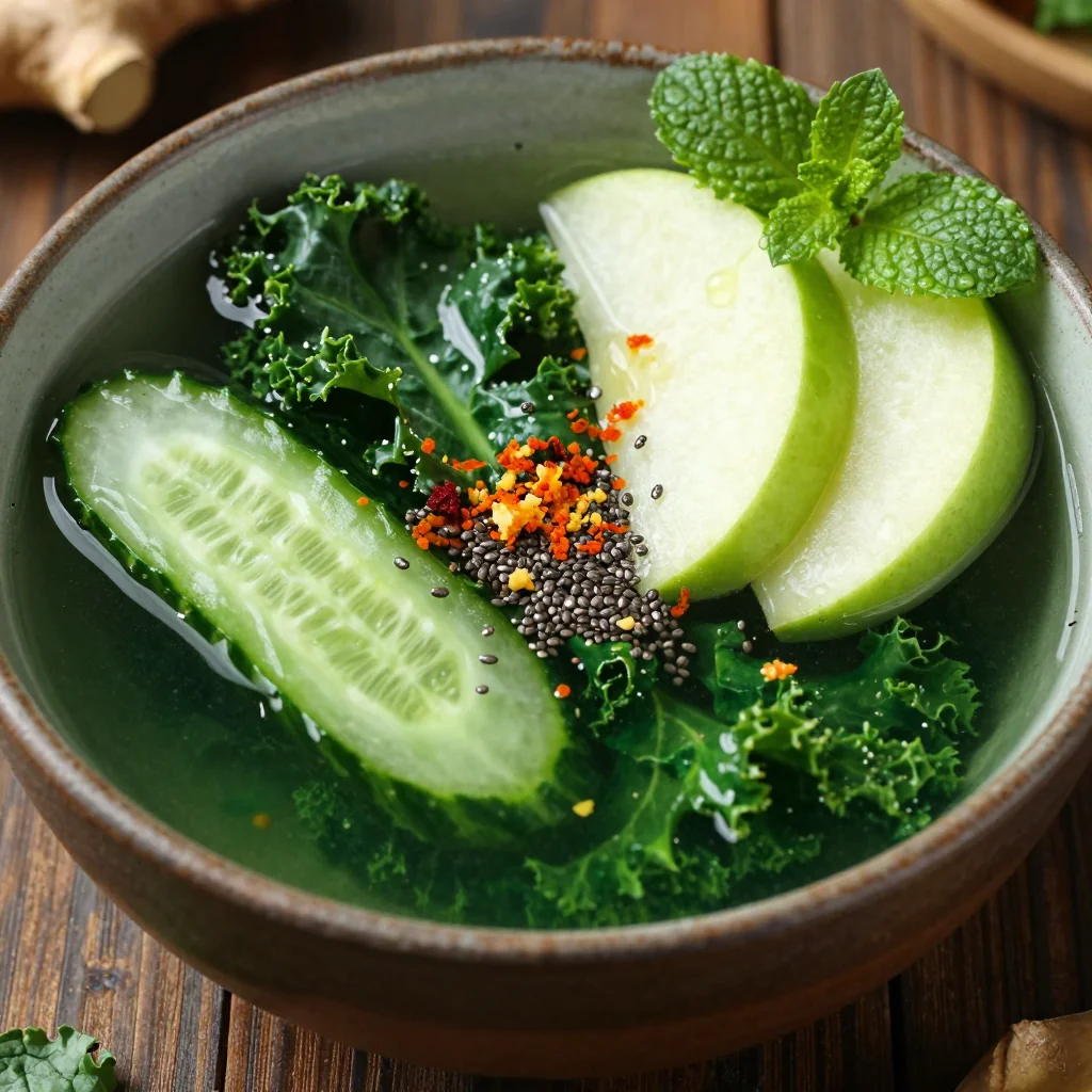 New Year's Detox Green Juice and Ginger Soup