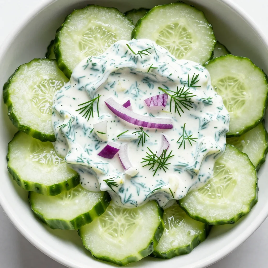 Creamy Cucumber Salad with Dill for Light Side Dish