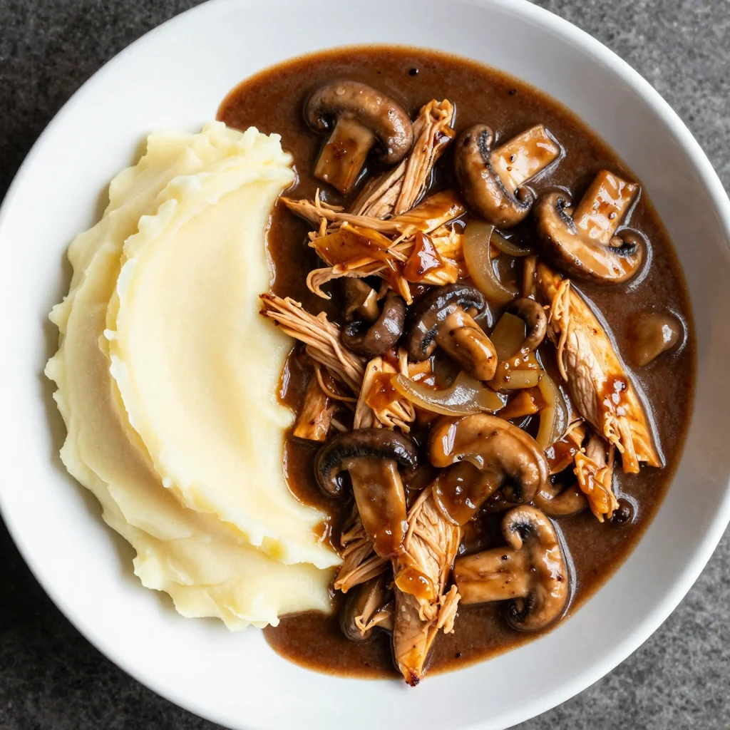 Easy Slow Cooker Chicken and Gravy with Mushrooms