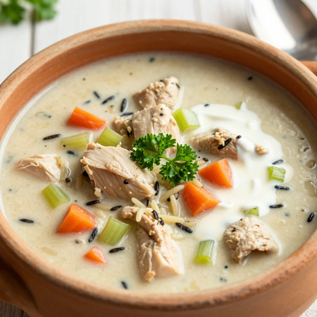 Cozy Creamy Chicken and Wild Rice Soup That is a One Pot Wonder