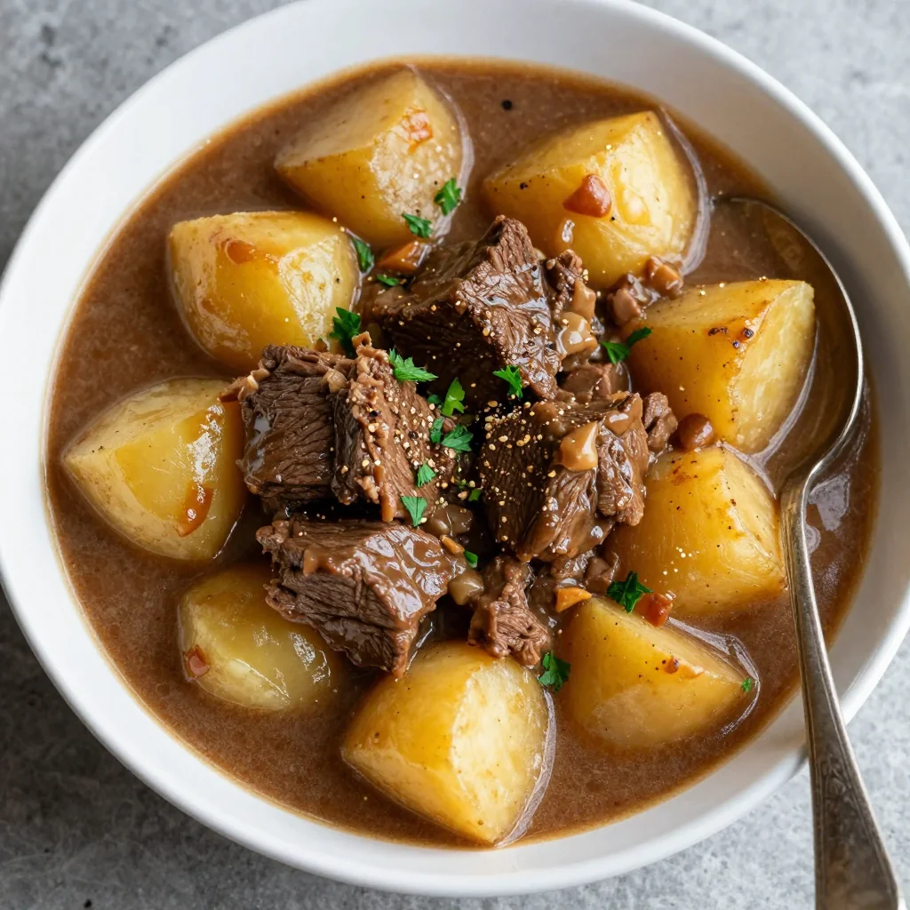 creamy slow cooker beef and potato stew for winter family dinners