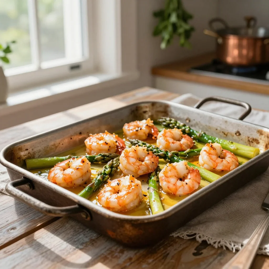 Garlic Butter Shrimp with Asparagus Sheet Pan
