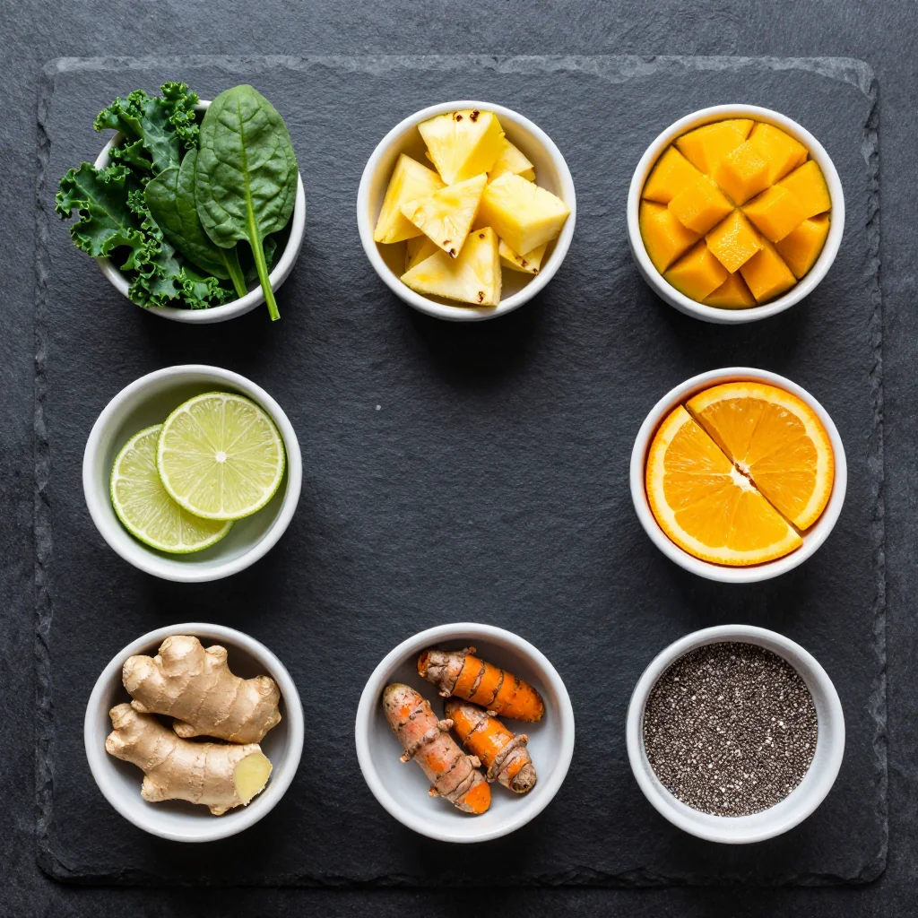 Fresh ingredients for immunity boosting green smoothie