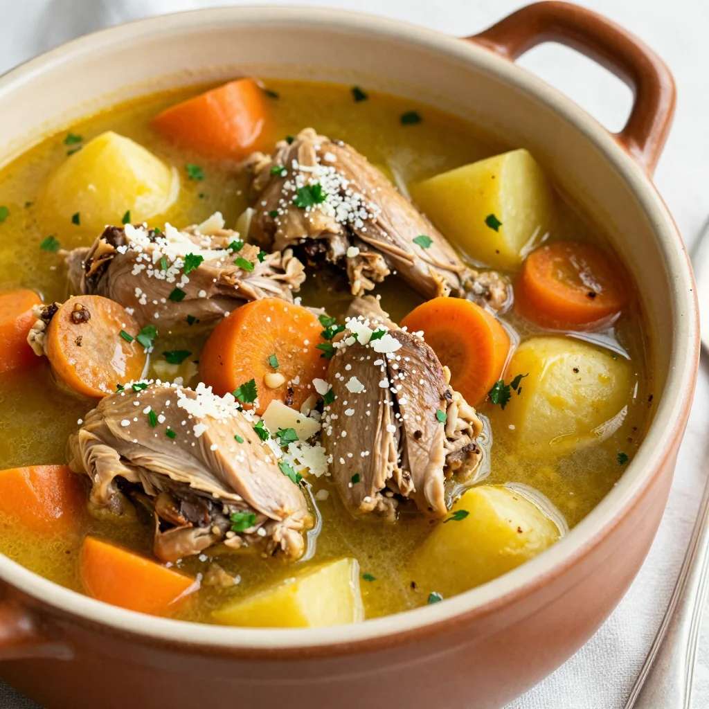 onepot lemon garlic turkey stew with root vegetables for family dinners