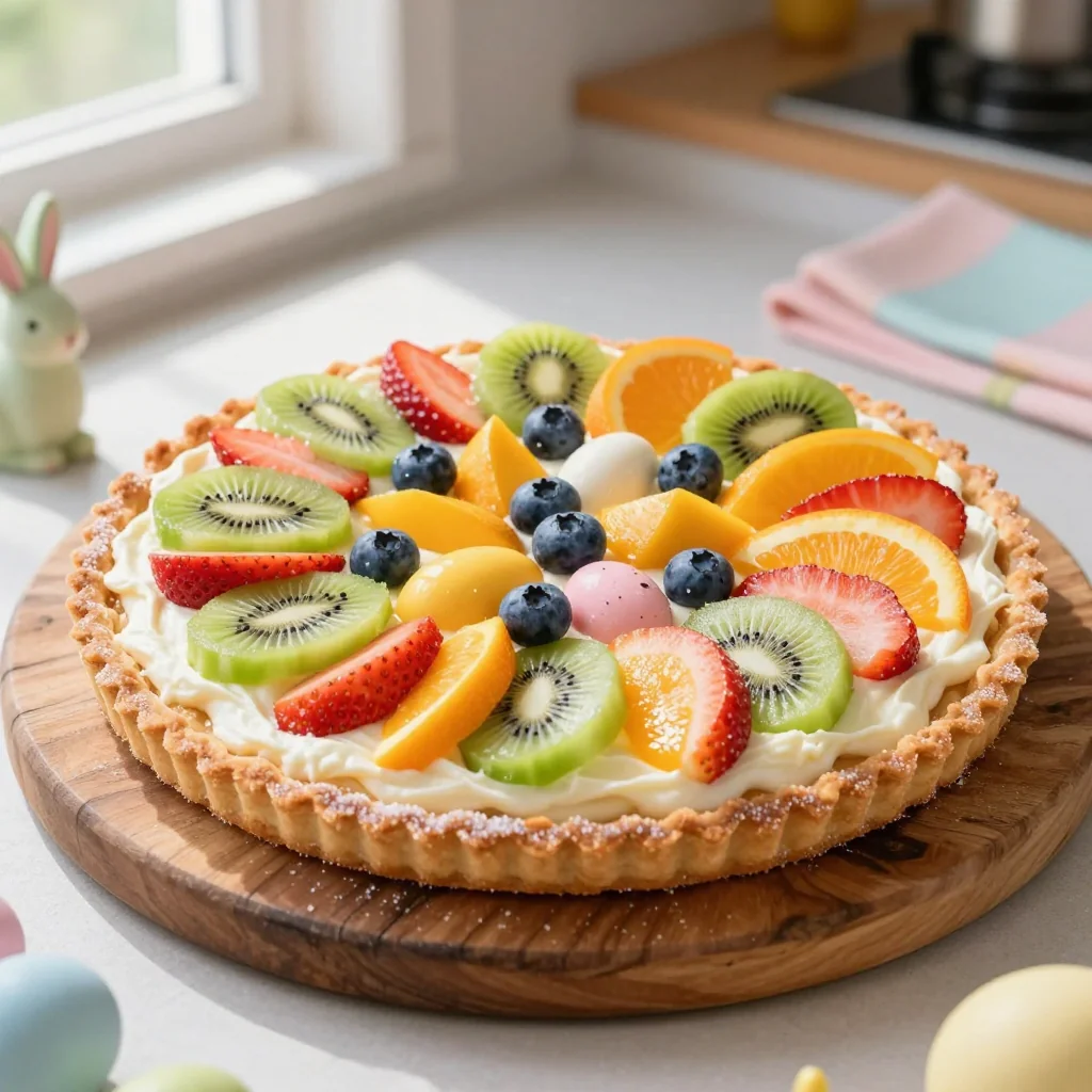 Easter Egg Fruit Pizza Sugar Cookie Crust