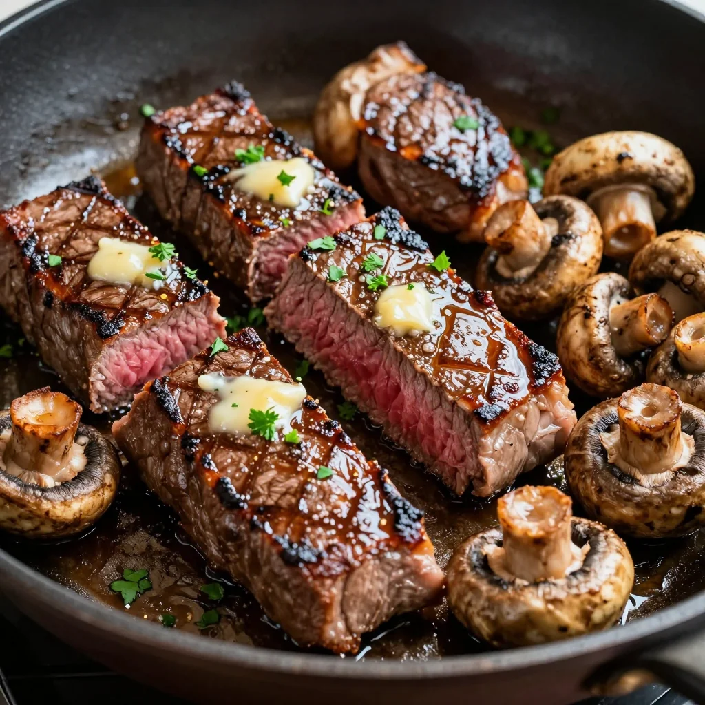 Budget Garlic Butter Steak Bites with Mushrooms