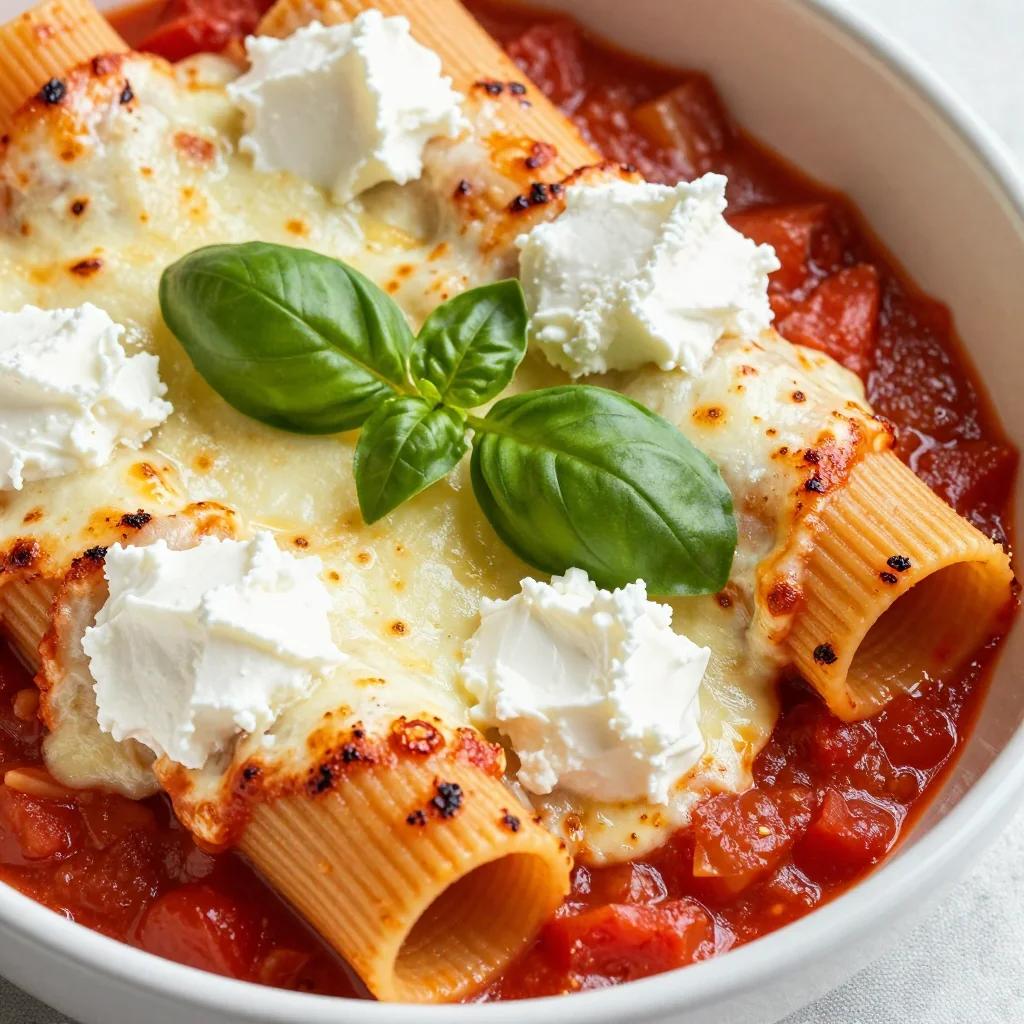 Easy Baked Ziti with Ricotta and Mozzarella
