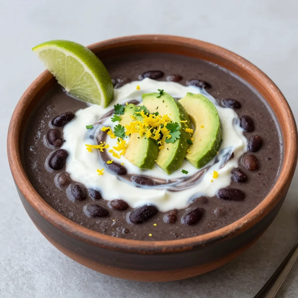 High Protein Creamy Black Bean and Lime Soup