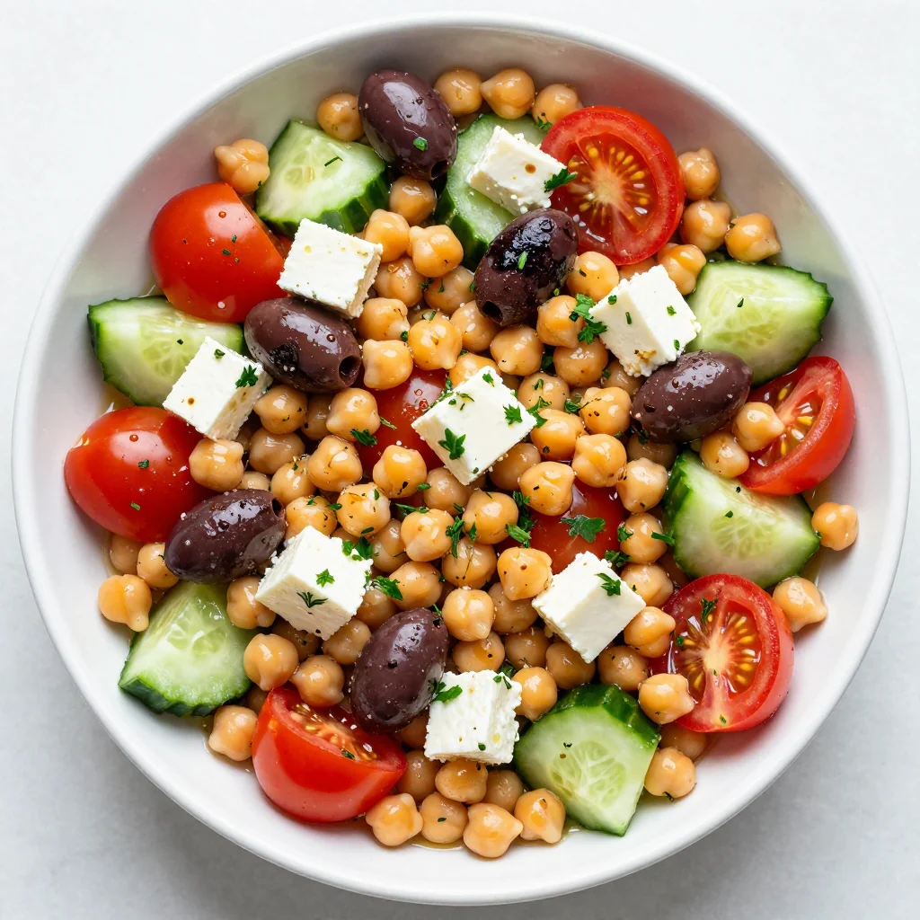 Healthy Meal Prep Mediterranean Chickpea Salad with Feta and Cucumber