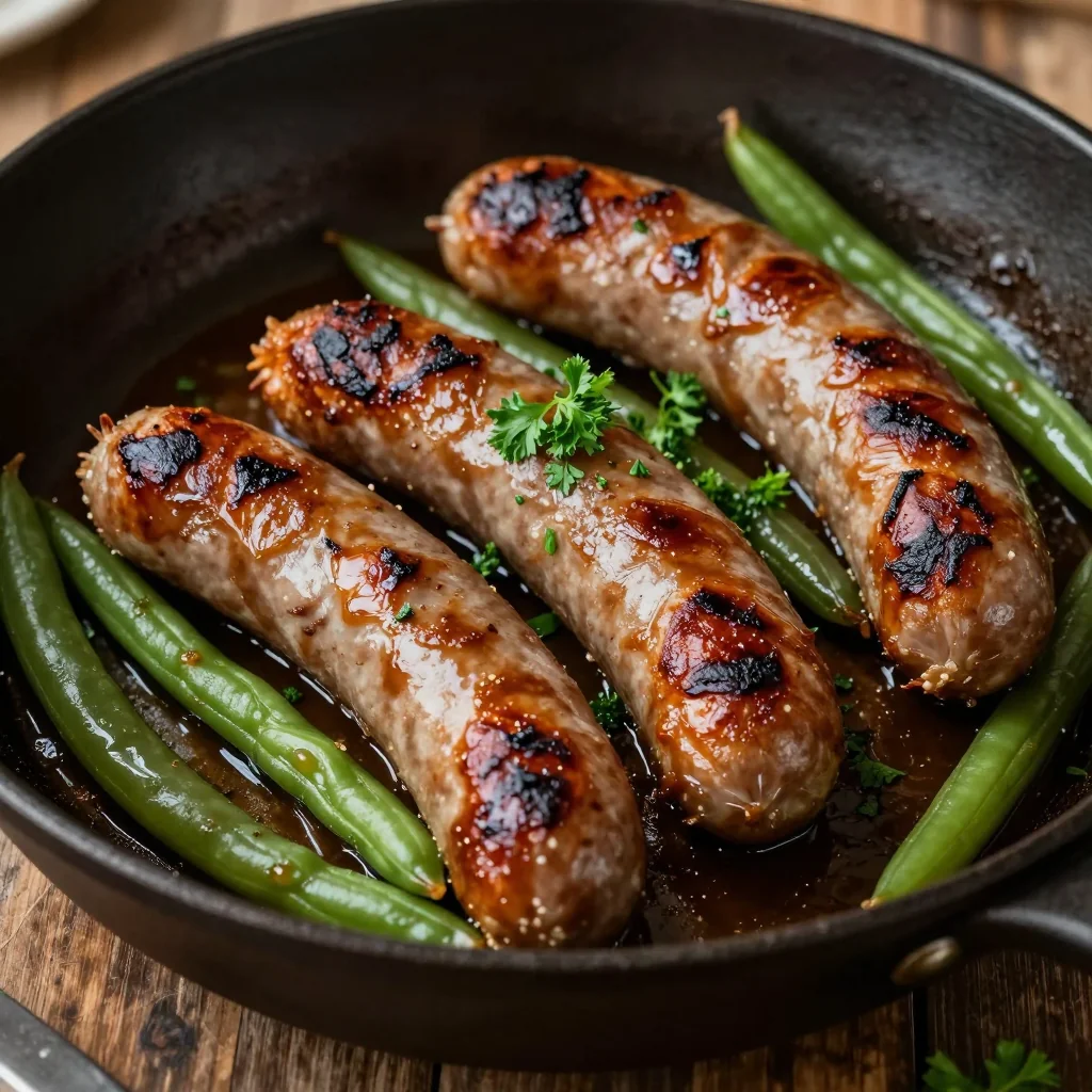 One Pan Sausage and Green Beans for Low Carb Dinner