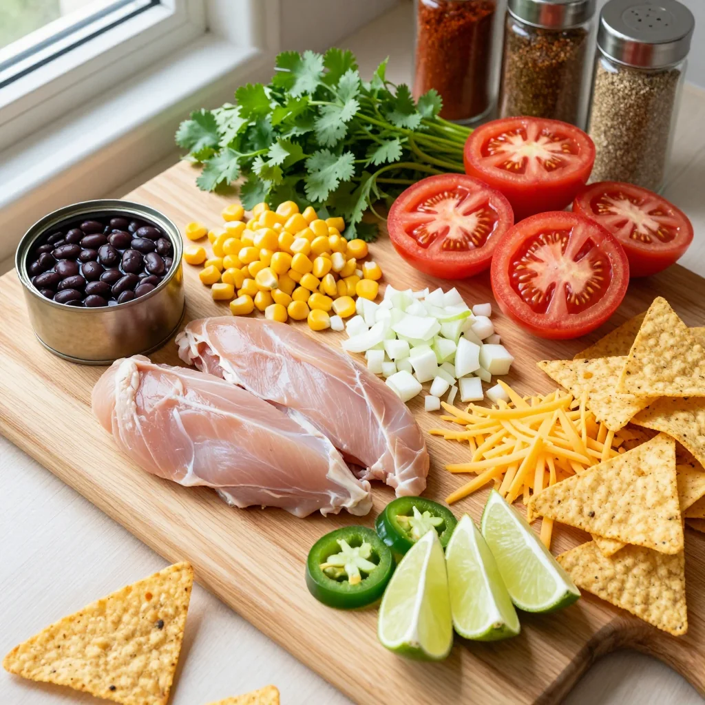 All ingredients for Chicken Tortilla Soup Slow Cooker