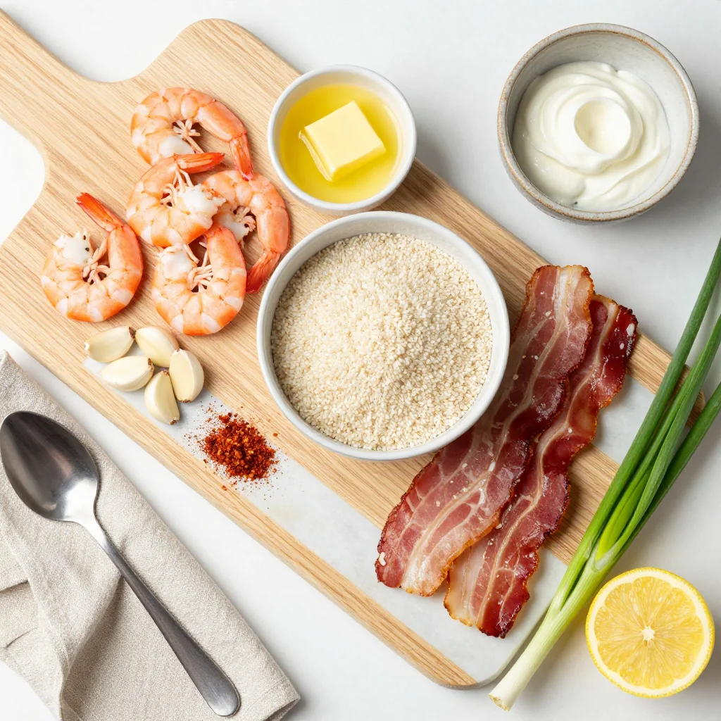 All ingredients laid out on a wooden board