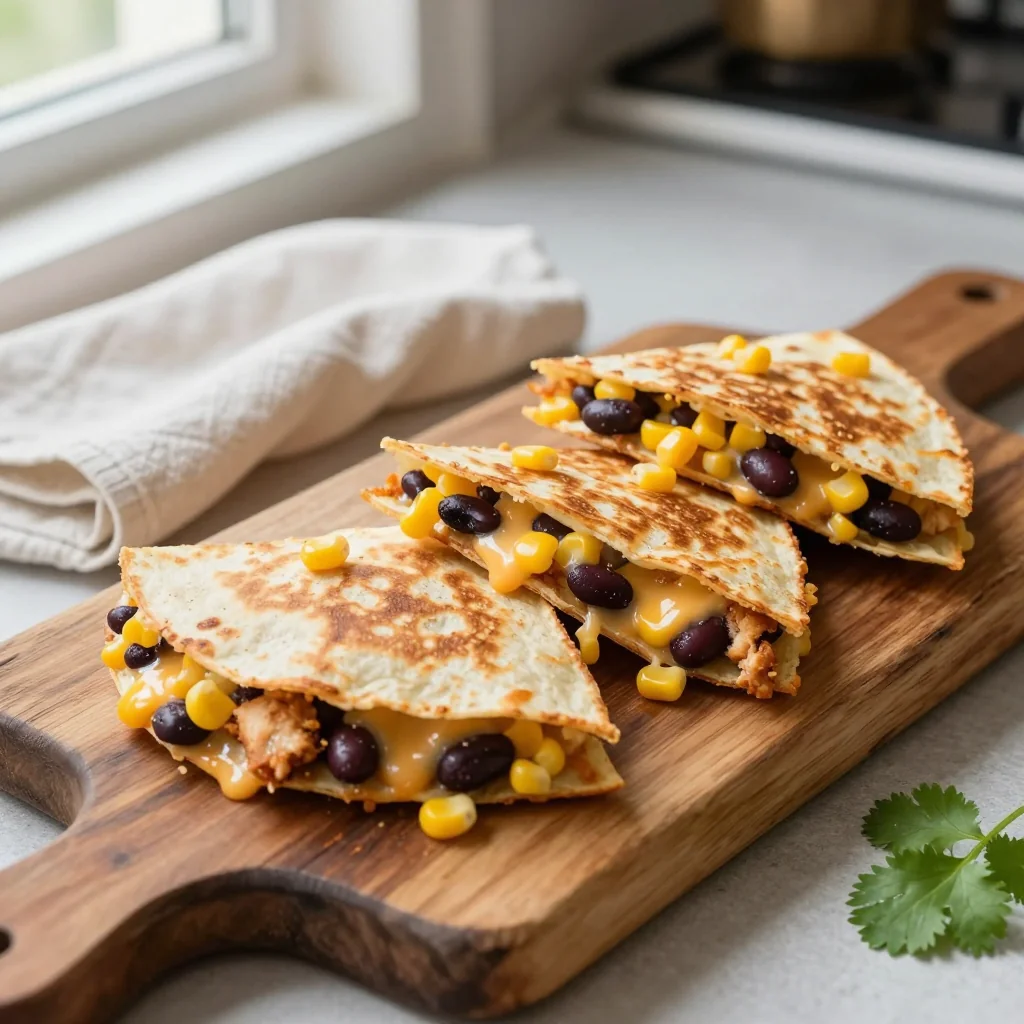 Chicken Quesadillas with Black Beans and Corn