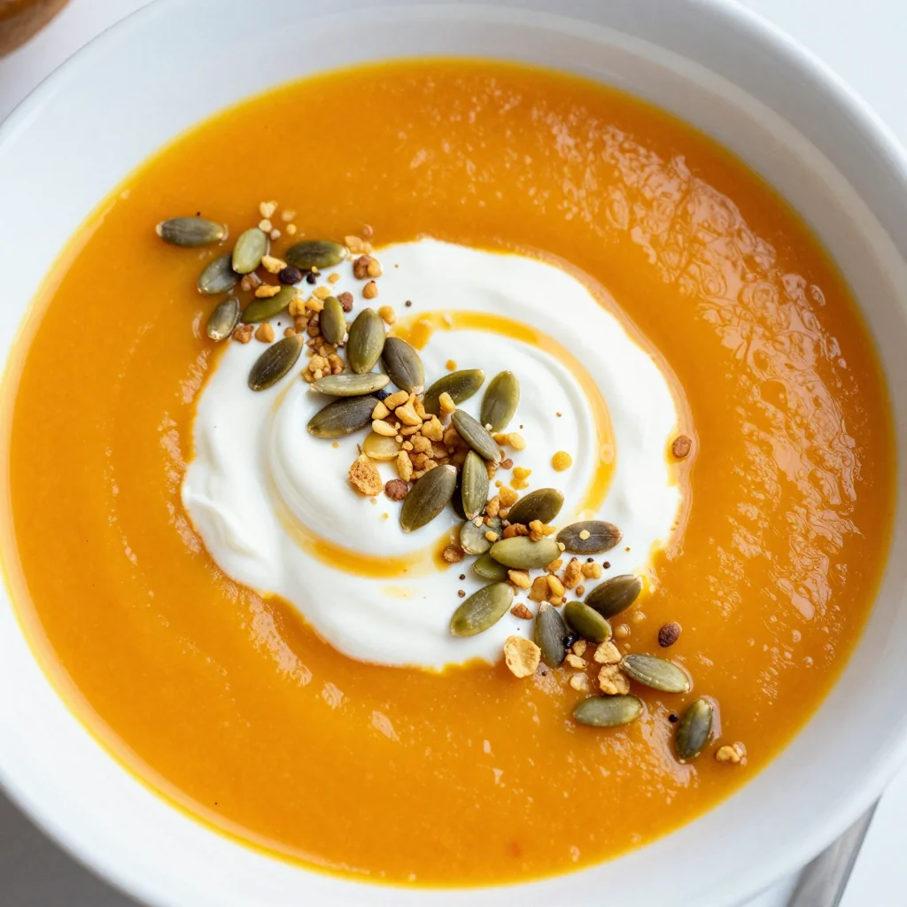 Creamy Pumpkin Soup with Toasted Pepitas