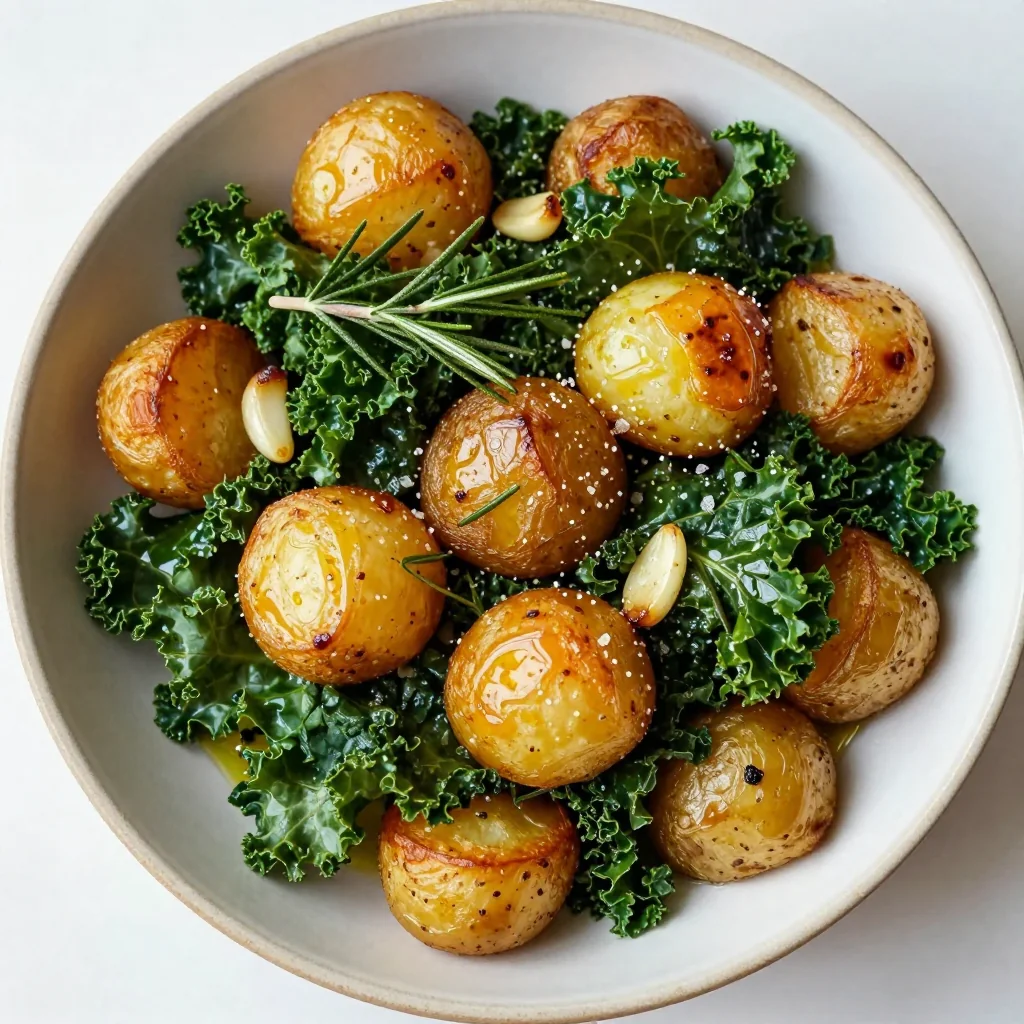roasted garlic and rosemary potatoes with kale for cozy weeknight meals