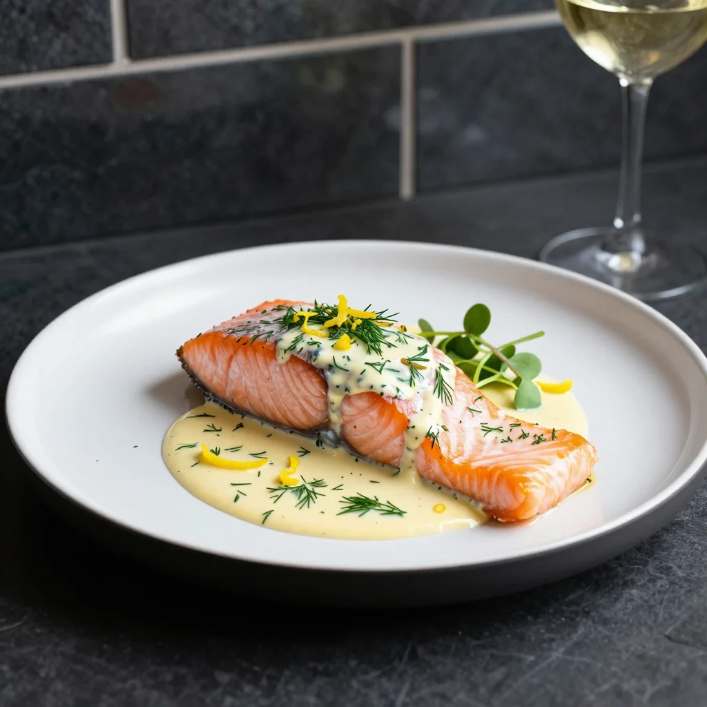 Salmon with Creamy Dill and Lemon Sauce