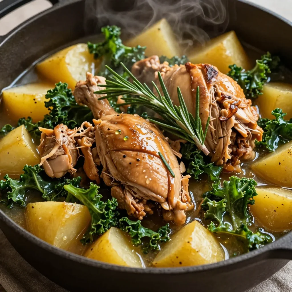 slow cooker chicken stew with kale potatoes and fresh rosemary