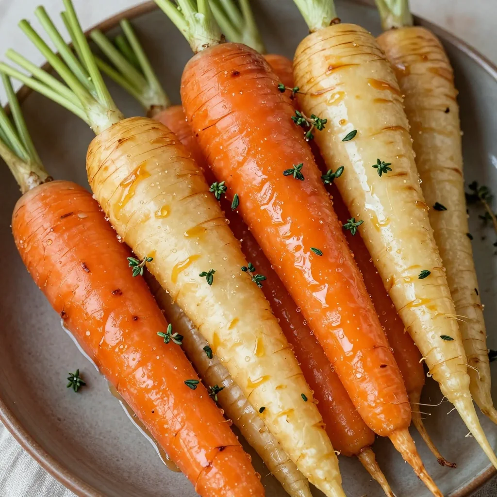 glazed carrots and parsnips with fresh thyme for warm family side dishes