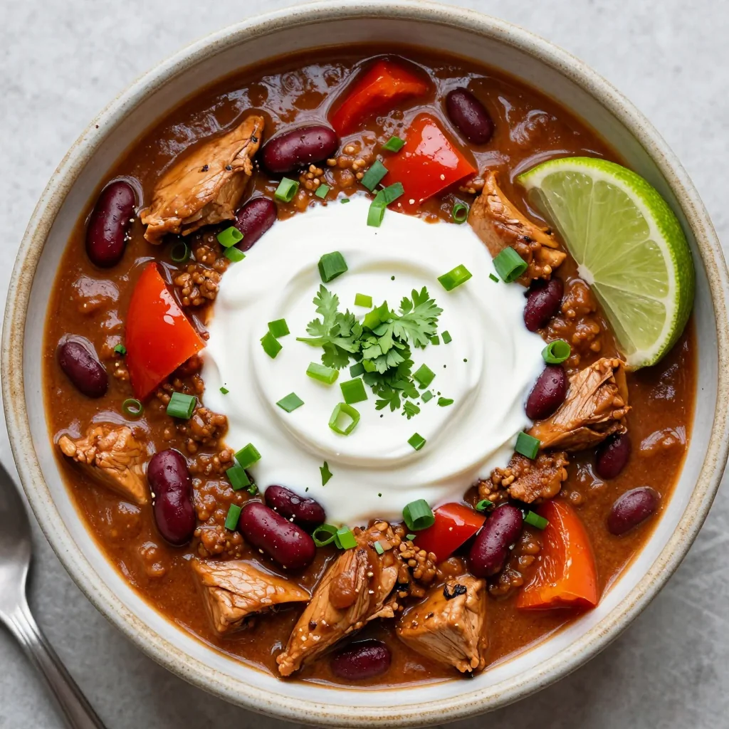 Spicy Slow Cooker Turkey Chili for NFL Playoff Parties