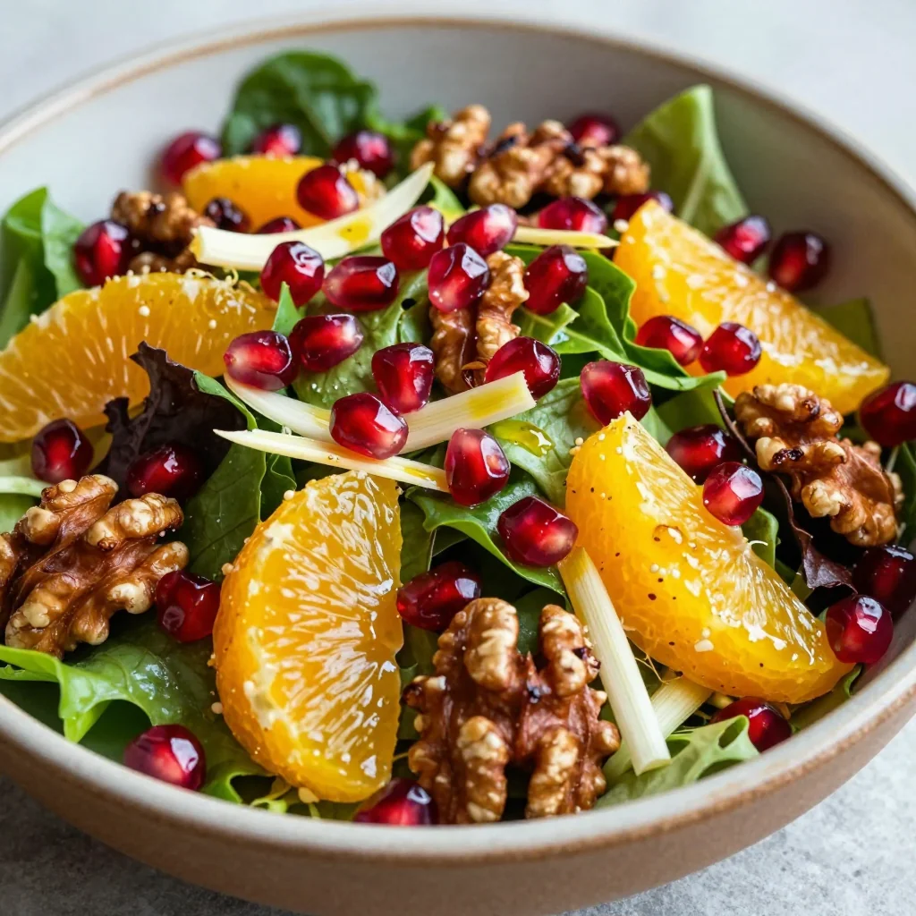 pomegranate and walnut salad with citrus dressing for christmas