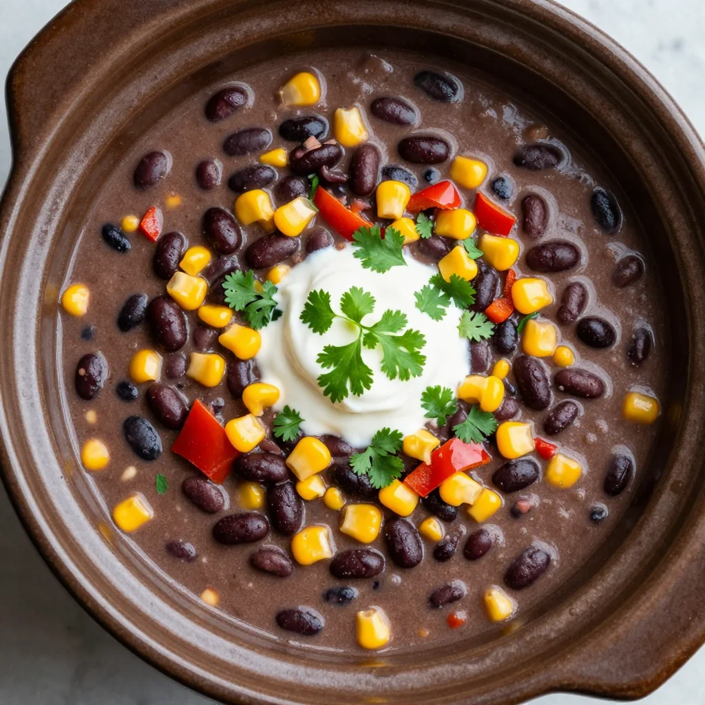 Pantry Clean Out Slow Cooker Black Bean and Corn Chowder