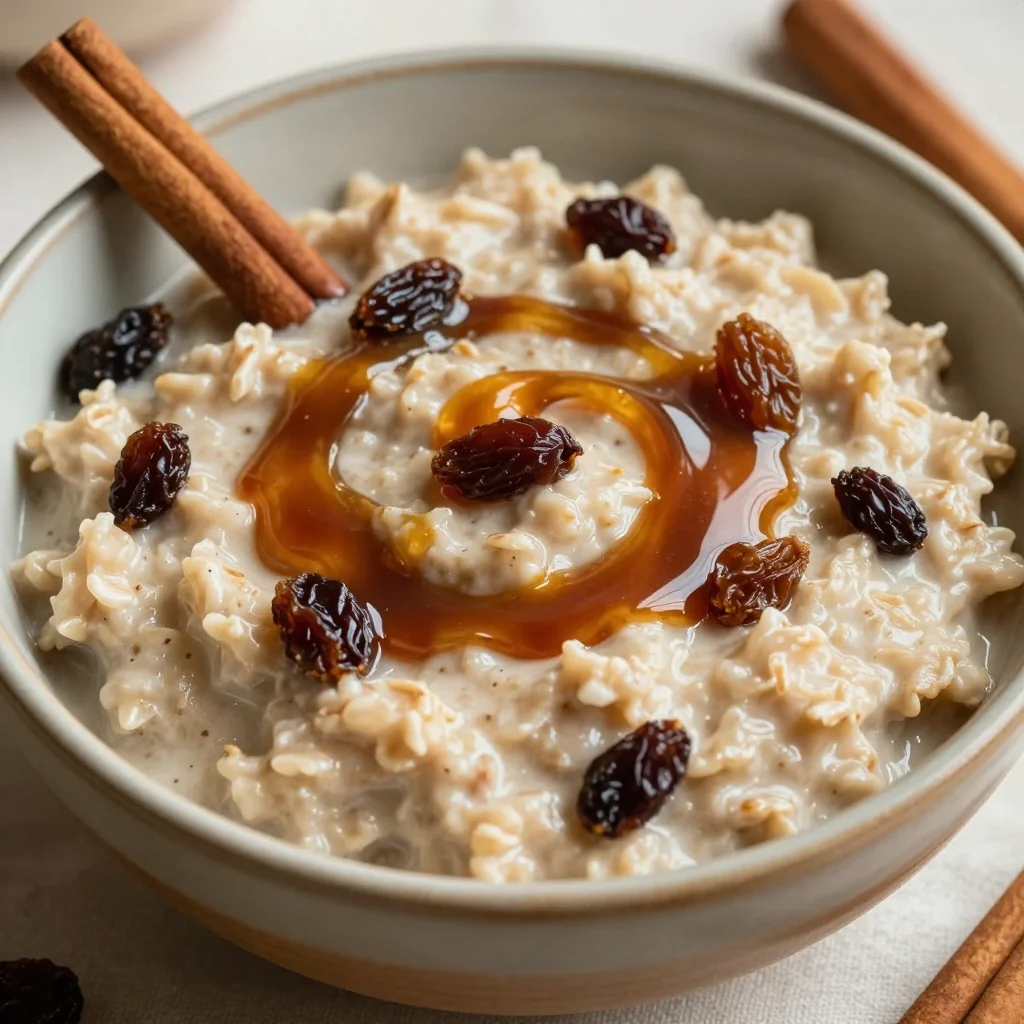 Warm Brown Sugar and Cinnamon Oatmeal with Raisins