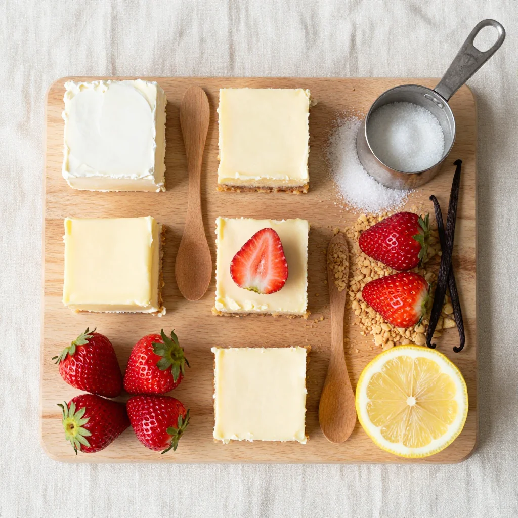 All ingredients laid out for Strawberry Cheesecake Bars
