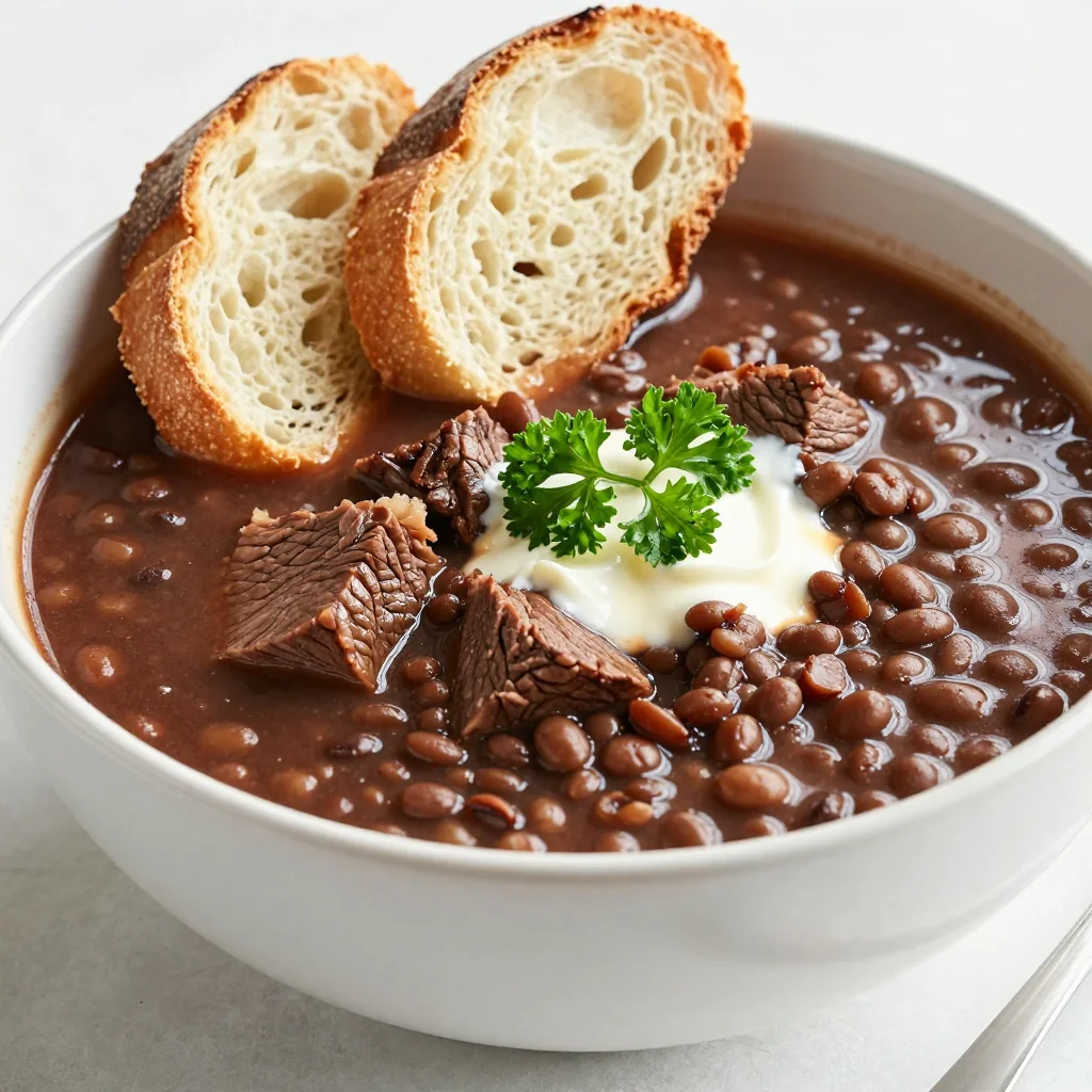 Winter Beef and Lentil Soup with Canned Lentils