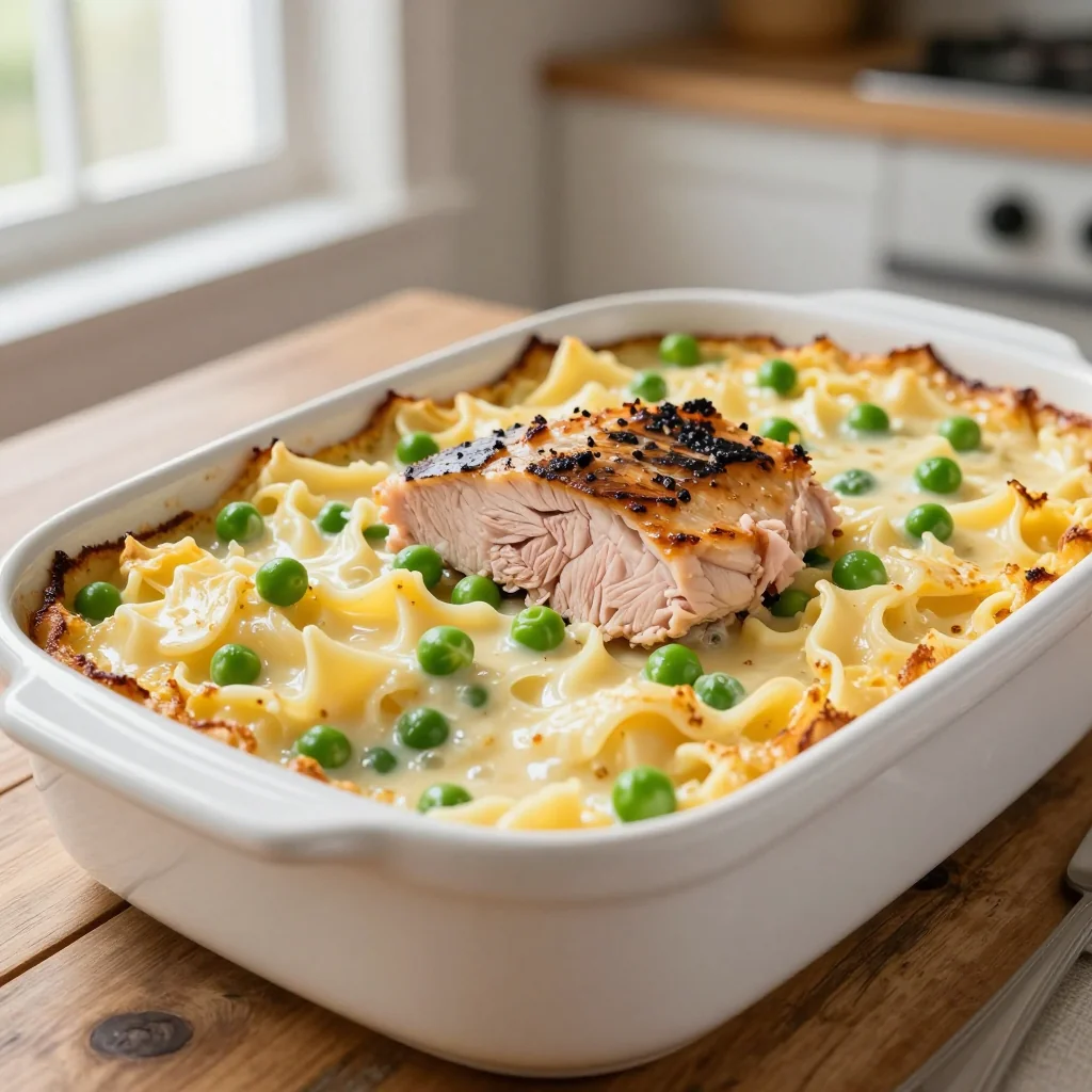 Tuna Casserole with Egg Noodles and Peas