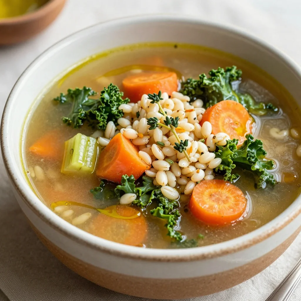 Pantry Clean Out Chunky Vegetable Soup With Barley And Herbs