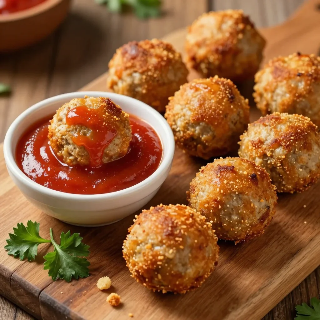 Kid-Friendly Baked Chicken Meatballs with Dipping Sauce