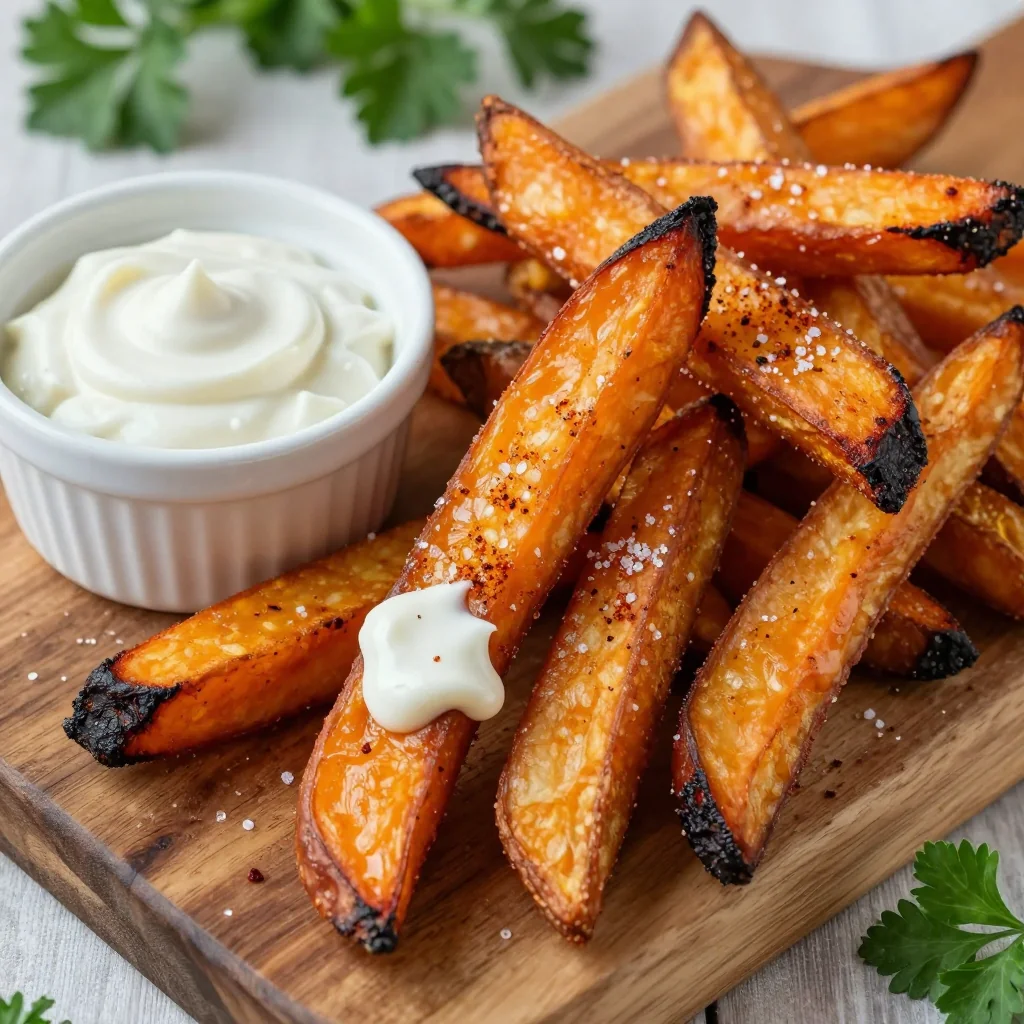 Crispy Baked Sweet Potato Fries with Aioli for Healthy Side