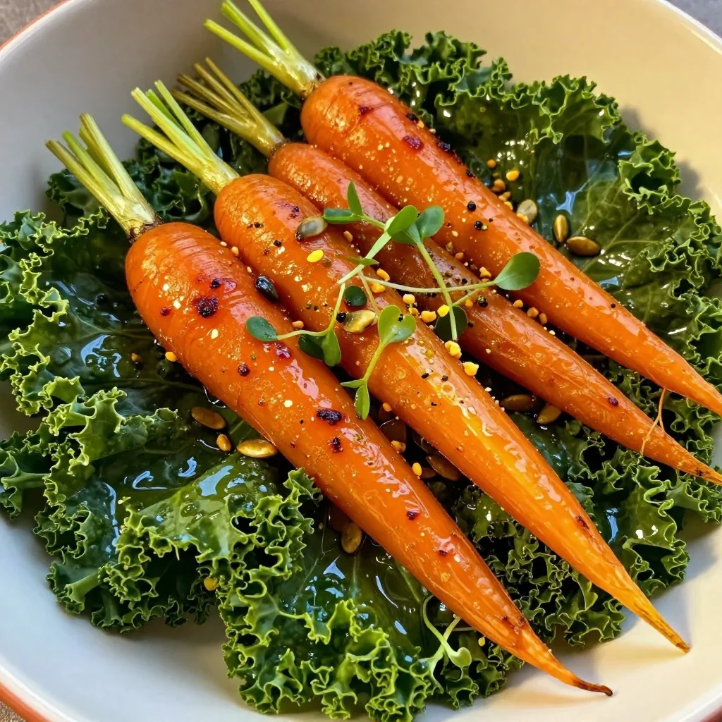 roasted citrus carrot salad with kale and a light lemon dressing