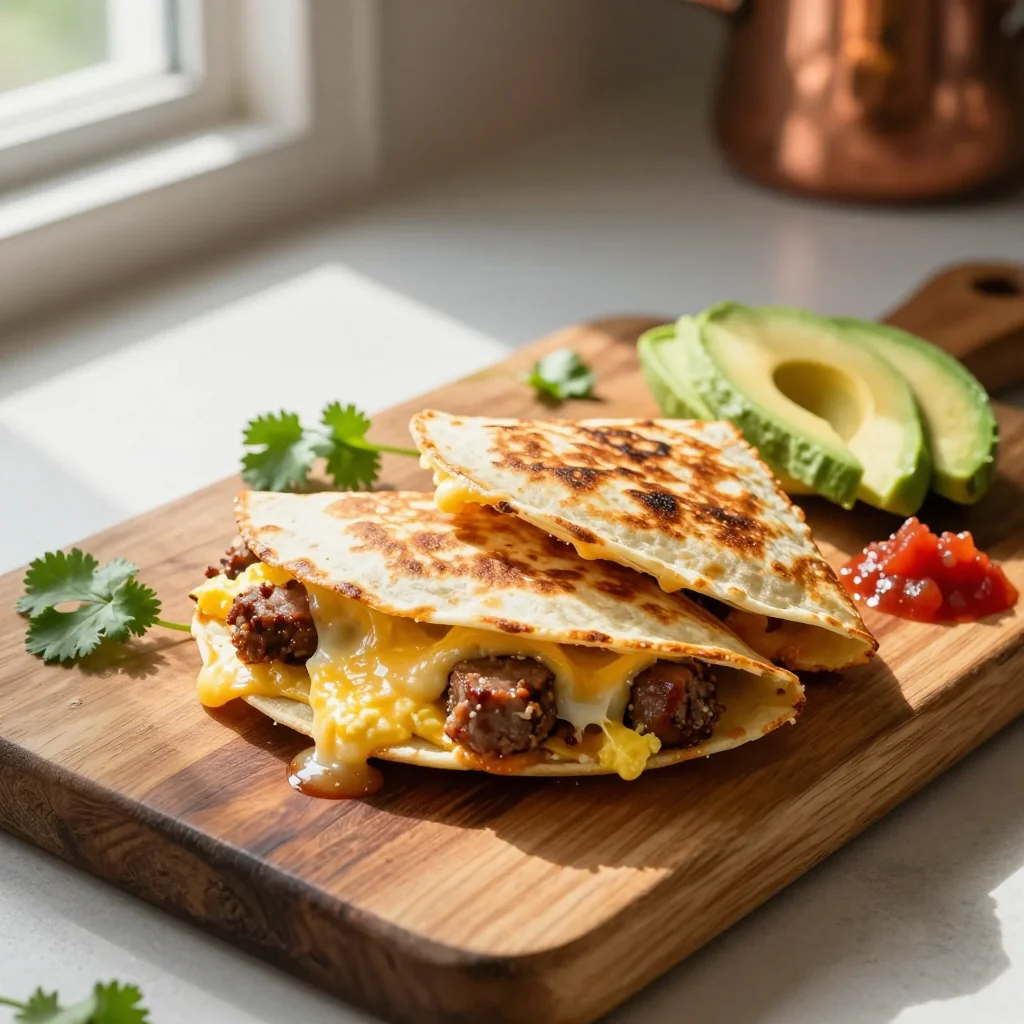 Breakfast Quesadillas with Sausage and Egg