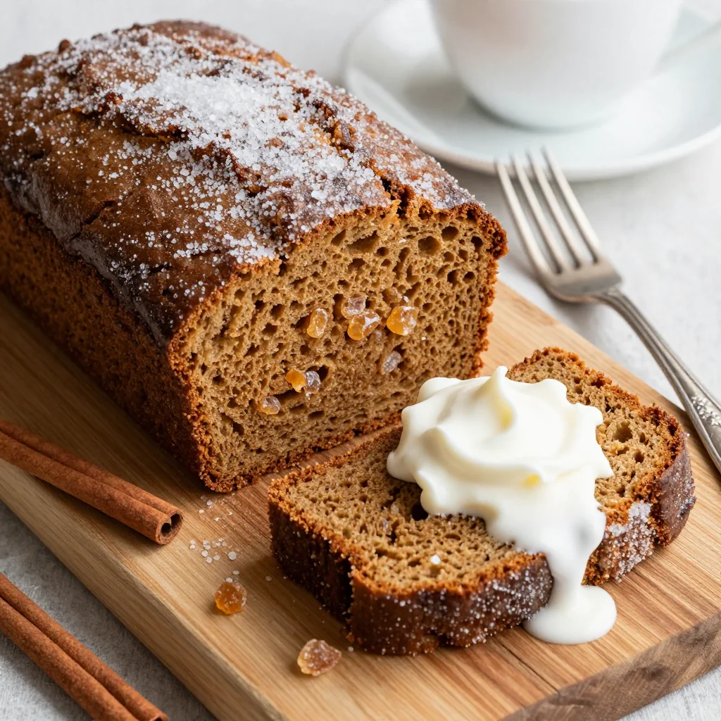 soft molasses gingerbread loaf with warm spices for holiday tea time