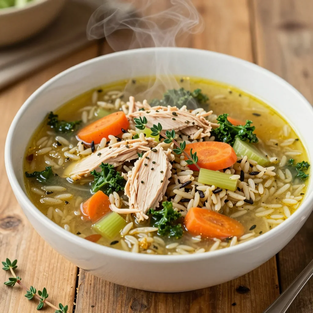 High Protein Slow Cooker Chicken and Wild Rice Soup for Lunch