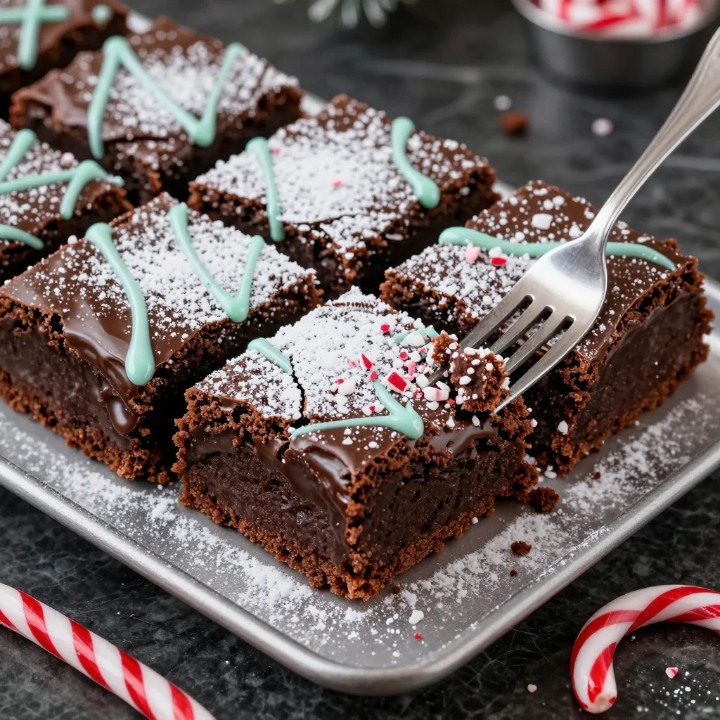 rich chocolate peppermint truffle brownies for holiday dessert