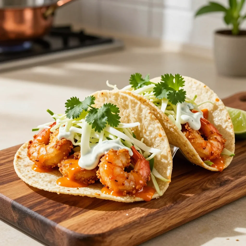 Bang Bang Shrimp Tacos with Spicy Creamy Sauce