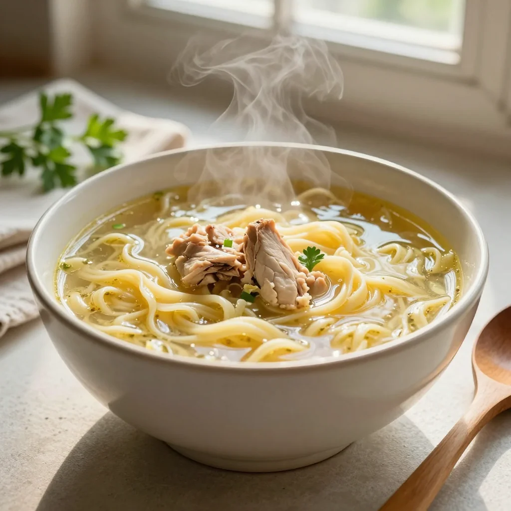 Chicken Noodle Soup with Egg Noodles Homemade